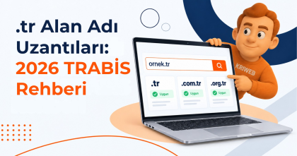 .tr alan adı uzantıları: dizüstü bilgisayar ekranında ornek.tr sorgusu ve uygun görünen .tr, .com.tr, .org.tr uzantıları
